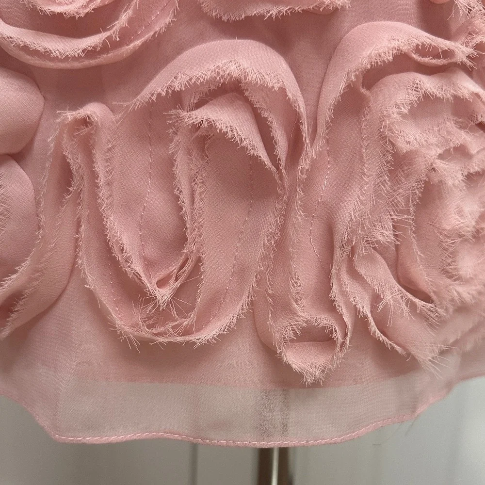 JS Collections Blush Pink 3D  Floral Flutter Sleeve Wedding Guest Dress Size 8 - Picture 8 of 15